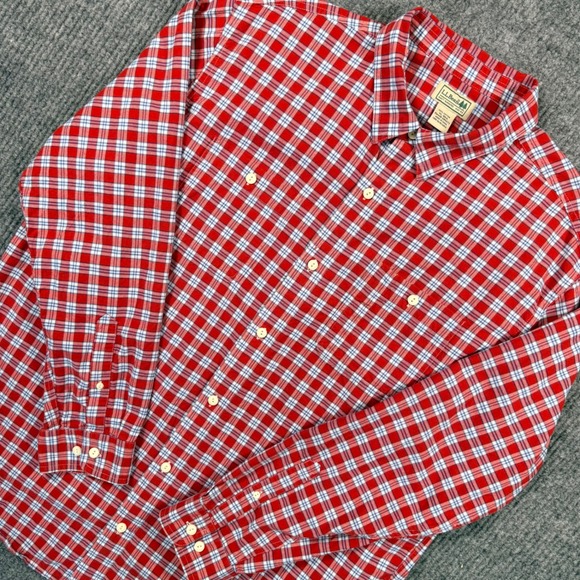 L.L. Bean Other - LL Bean Mens XL Regular Red Plaid Button Down Shirt Cotton Long Sleeve 285277
